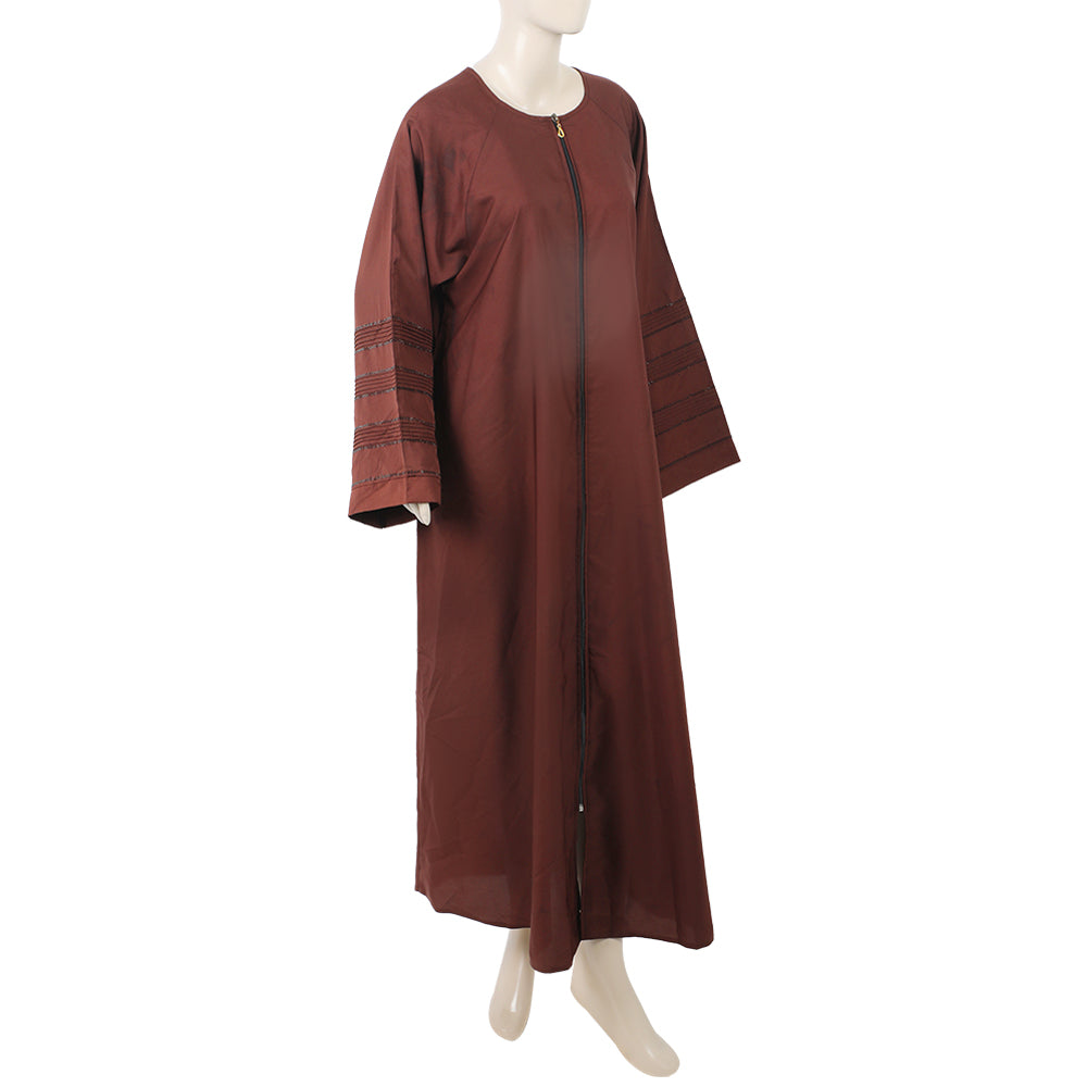 Women Abaya Front Zipper Pentax - Dark Brown, Women Abayas, Chase Value, Chase Value