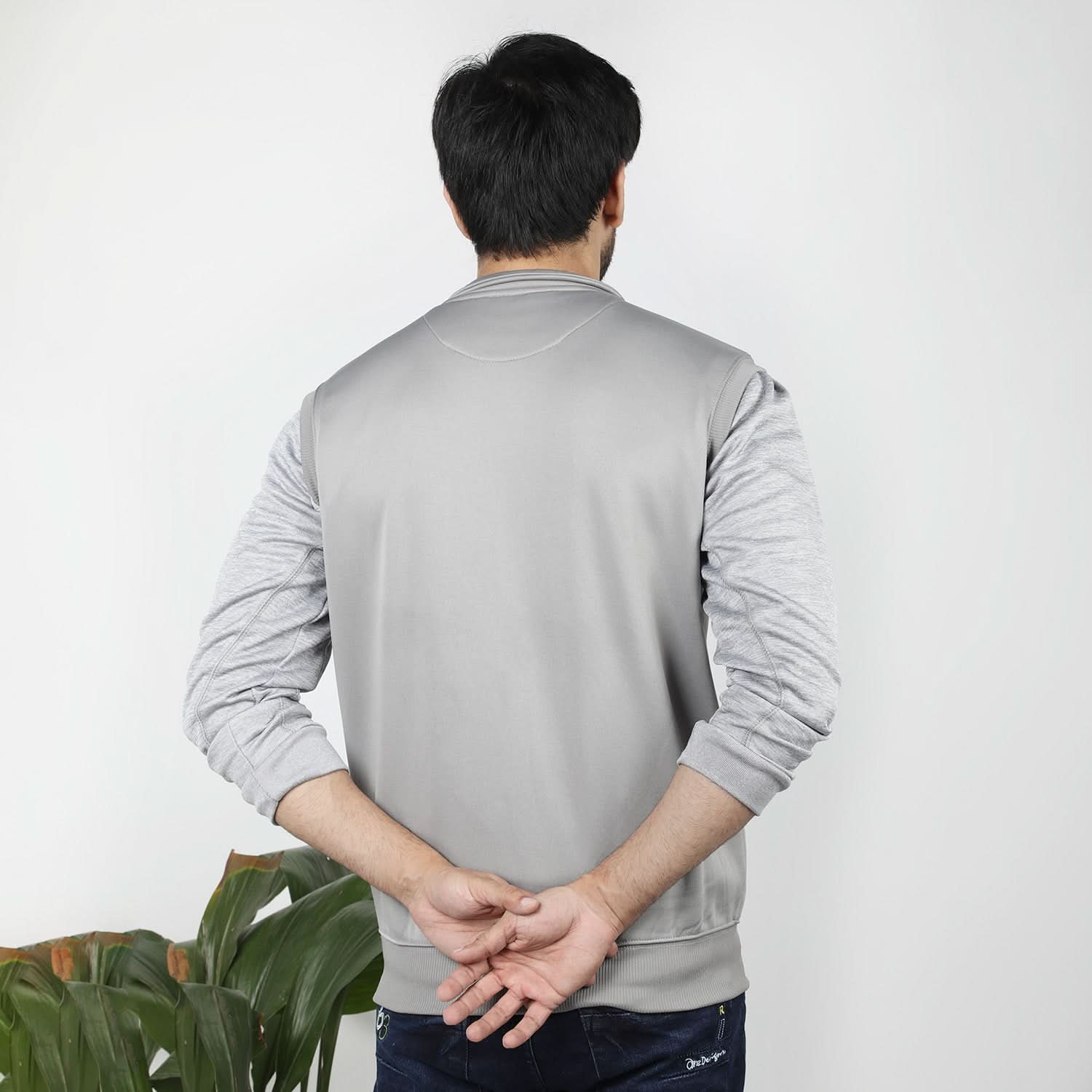 Men's Sleevesless Mock Neck Zipper Jacket - Grey, Men's Jackets & Hoodies, Chase Value, Chase Value