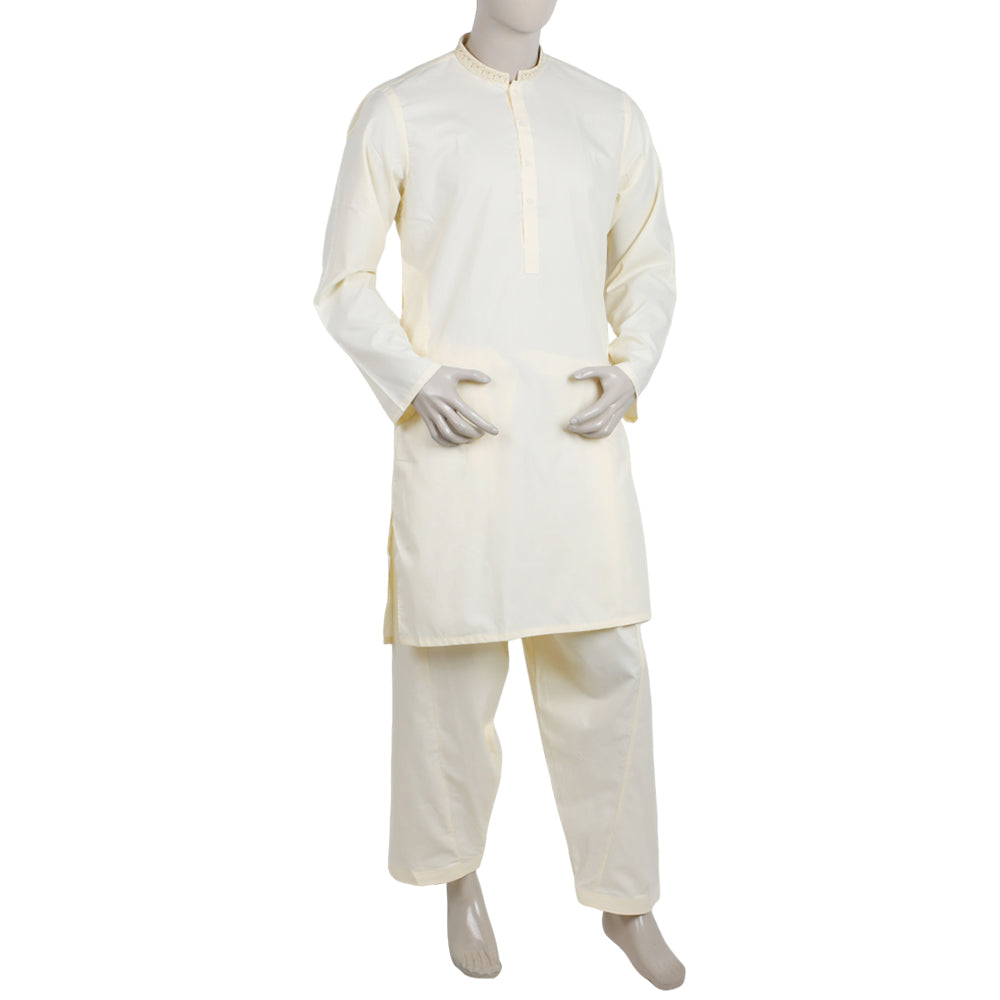 Men's Embroidered Stitched Shalwar Suit - Cream, Men's Shalwar Kameez, Chase Value, Chase Value