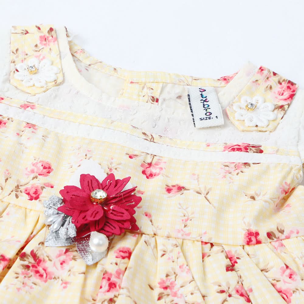 Newborn Girls Half Sleeves Suit  - Yellow, Newborn Girls Sets & Suits, Chase Value, Chase Value