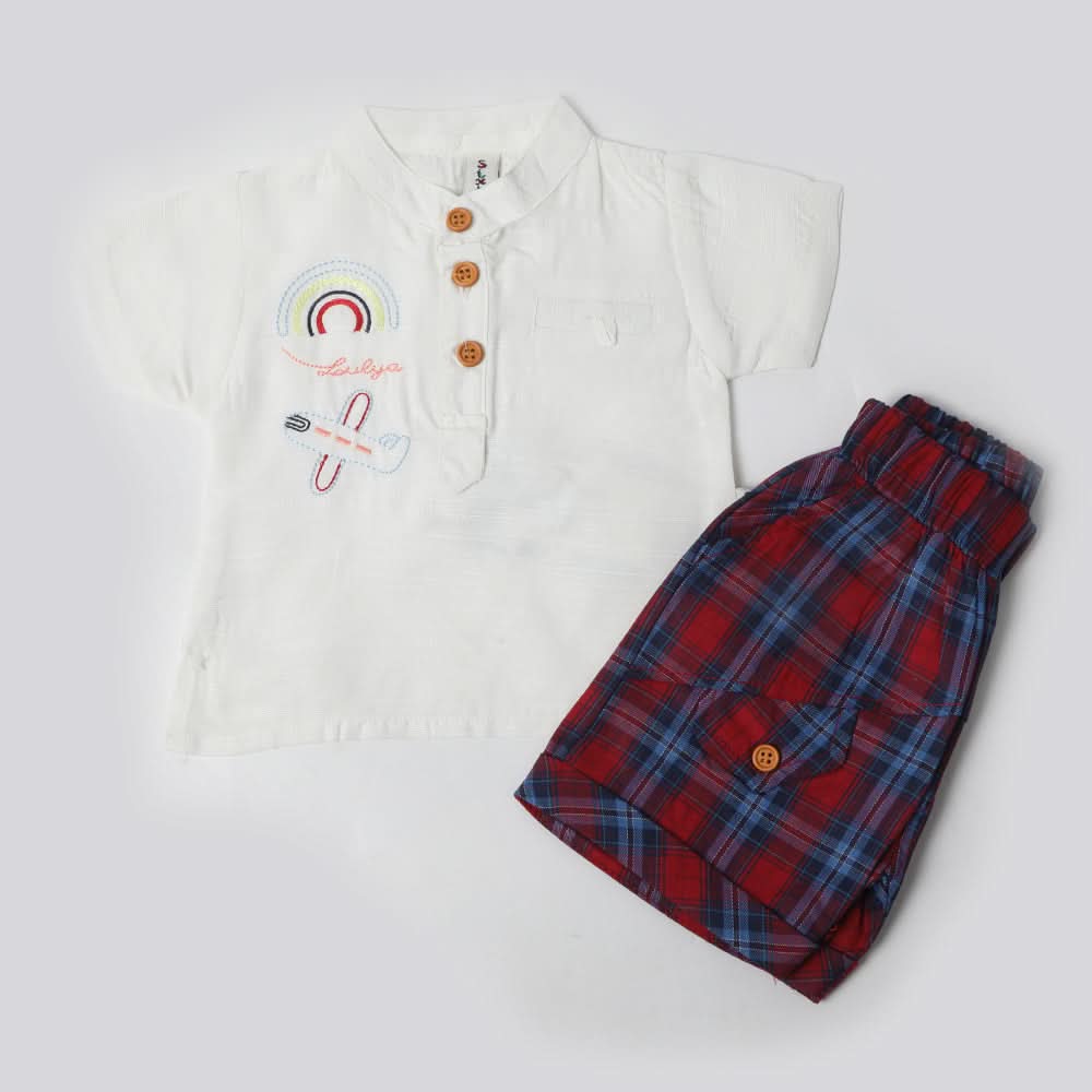 Newborn Girls Half Sleeves Suit  - Red & White, Newborn Girls Sets & Suits, Chase Value, Chase Value