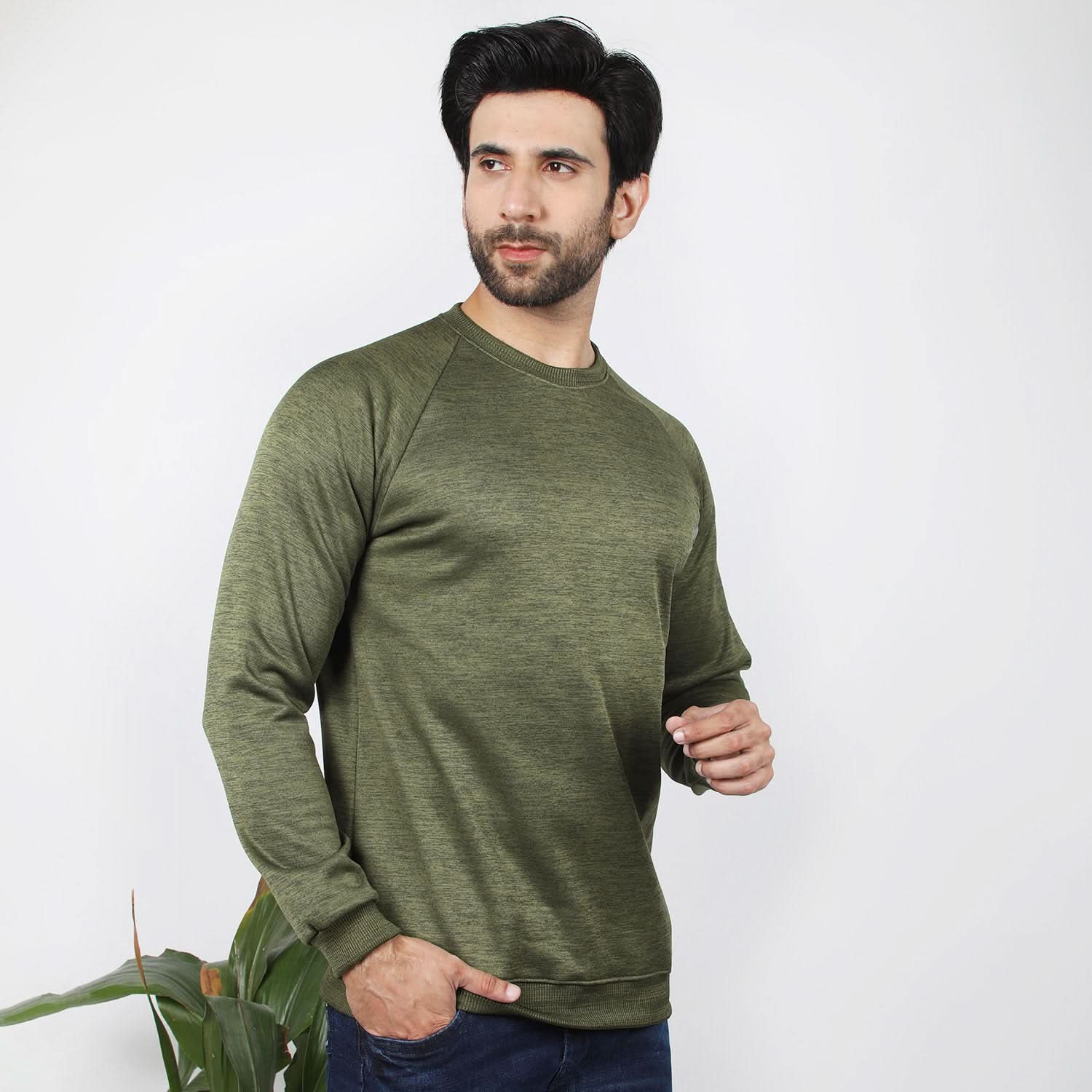 Men's Full Sleeve Sweat Shirt - Olive, Men's Sweater & Sweat Shirts, Chase Value, Chase Value