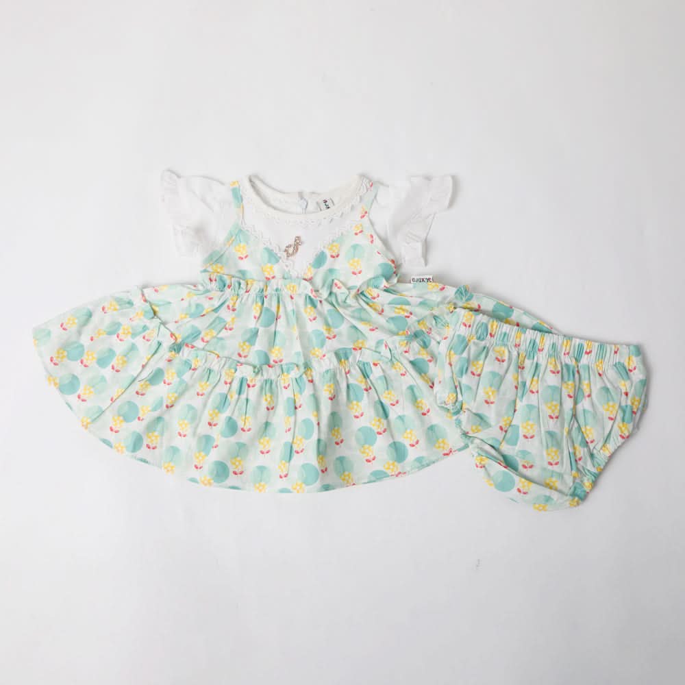 Newborn Girls Half Sleeves Suit  - Green, Newborn Girls Sets & Suits, Chase Value, Chase Value
