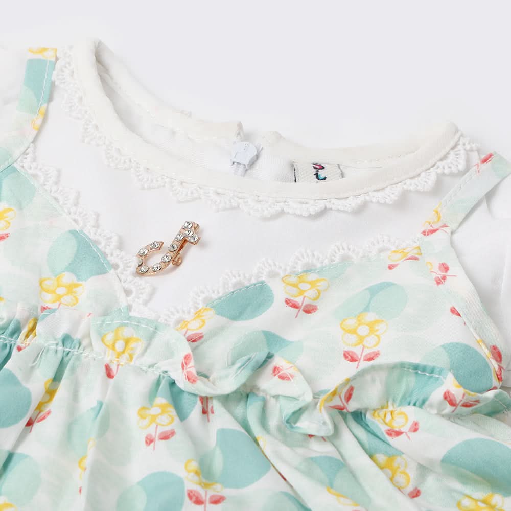 Newborn Girls Half Sleeves Suit  - Green, Newborn Girls Sets & Suits, Chase Value, Chase Value