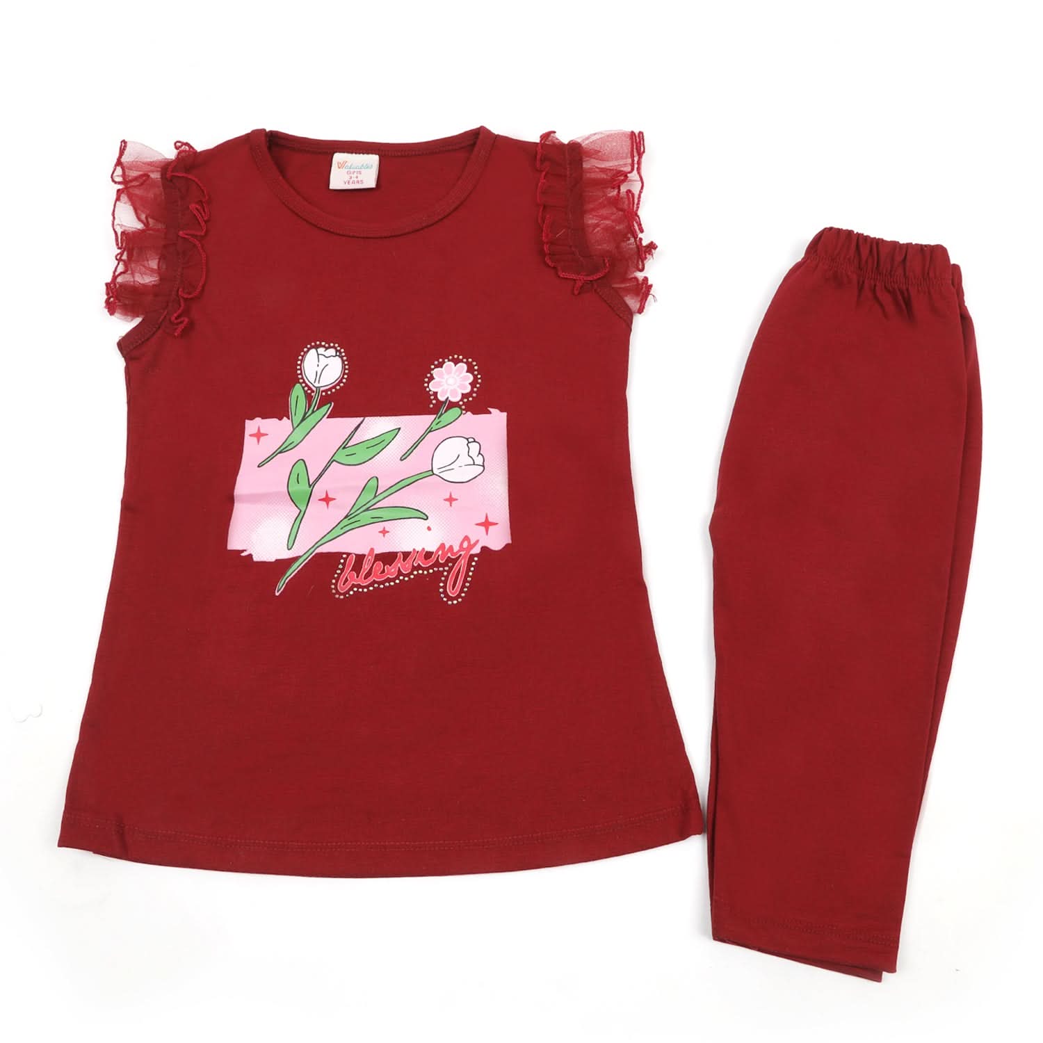Girls Half Sleeves Suit - Maroon, Girls Suits, Chase Value, Chase Value