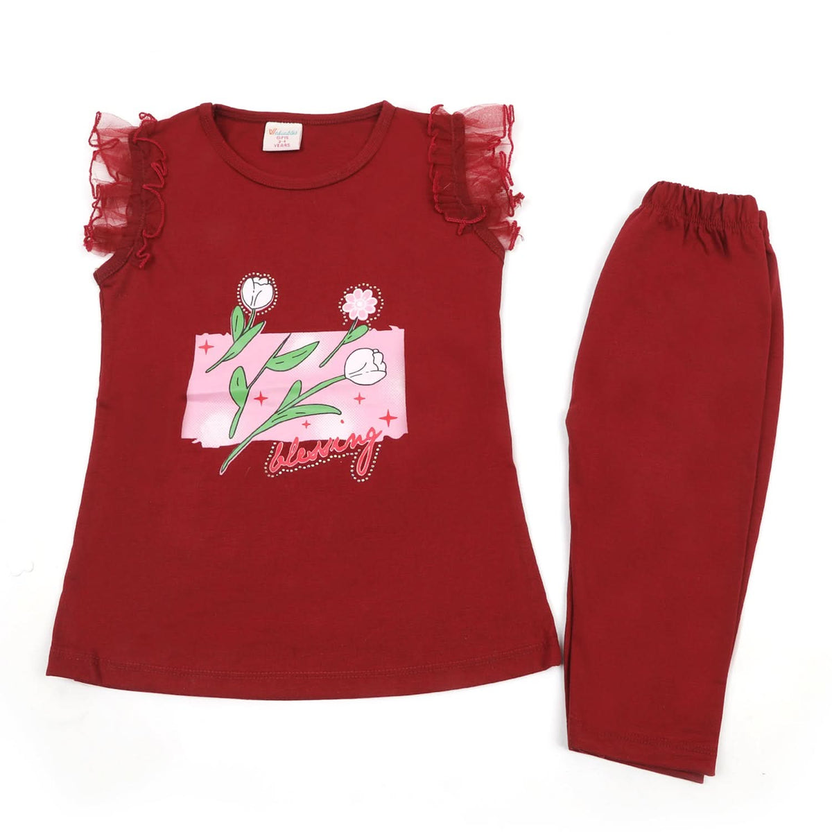 Girls Half Sleeves Suit - Maroon, Girls Suits, Chase Value, Chase Value