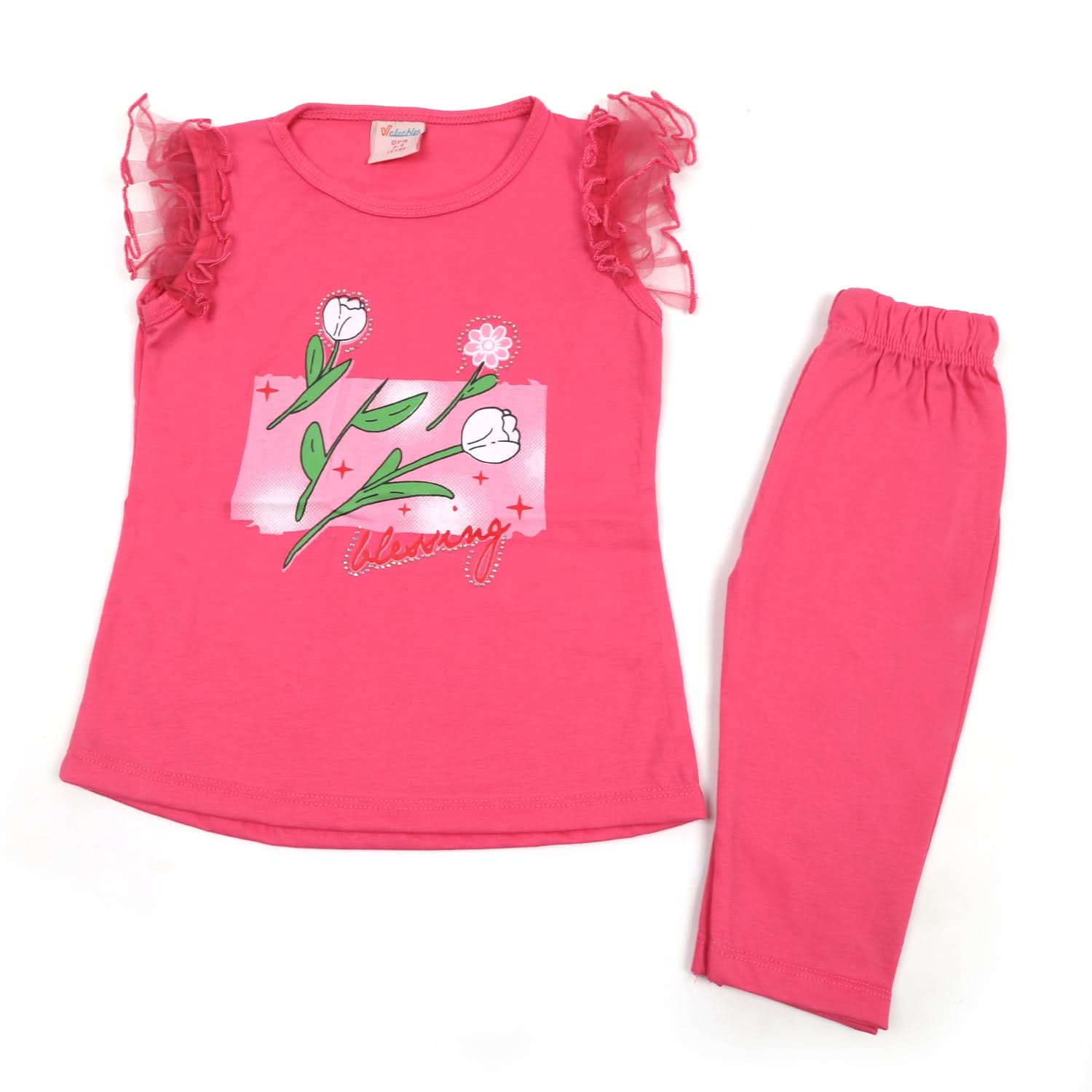 Girls Half Sleeves Suit - Pink, Girls Suits, Chase Value, Chase Value