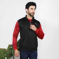 Men's Sleevesless Mock Neck Zipper Jacket - Black