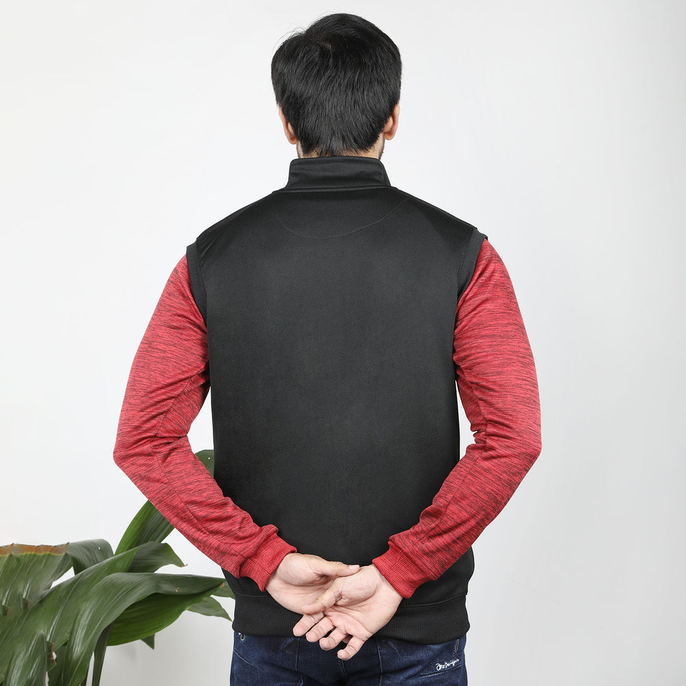 Men's Sleevesless Mock Neck Zipper Jacket - Black, Men's Jackets & Hoodies, Chase Value, Chase Value