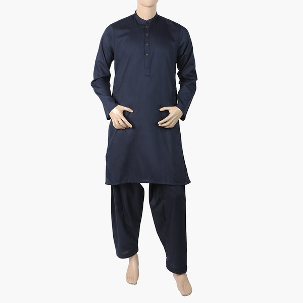 Men's Slim Fit Kurta Shalwar Suit - Navy Blue