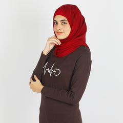 Women's Full Sleeves Knitted Set - Brown