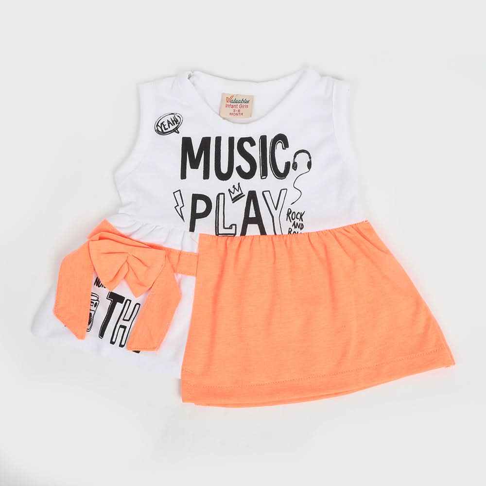 Newborn Girls Half Sleeves Frock - Peach, Newborn Girls Frocks, Chase Value, Chase Value