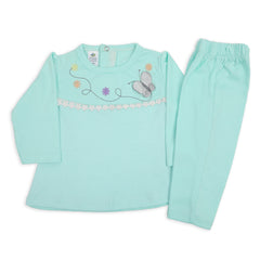 Newborn Girls Full Sleeves Suit - Cyan