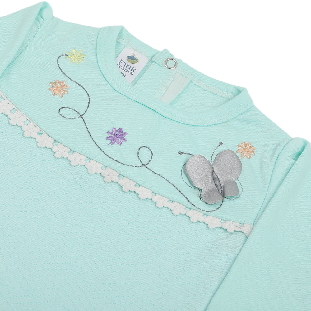 Newborn Girls Full Sleeves Suit - Cyan, Newborn Girls Sets & Suits, Chase Value, Chase Value