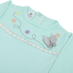 Newborn Girls Full Sleeves Suit - Cyan