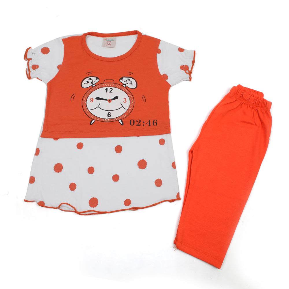 Girls Half Sleeves Suit - Orange, Girls Suits, Chase Value, Chase Value