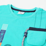 Boys Half Sleeves Suit - Cyan, Boys Sets & Suits, Chase Value, Chase Value