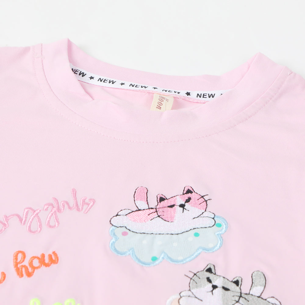 Girls Half Sleeves T-Shirt - Pink, Girls T-Shirts, Chase Value, Chase Value