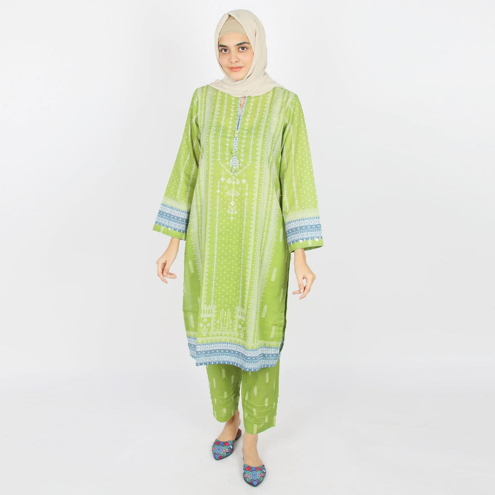 Eminent Women's Printed Khaddar 2pcs Suit - Green, Women Shalwar Suits, Eminent, Chase Value