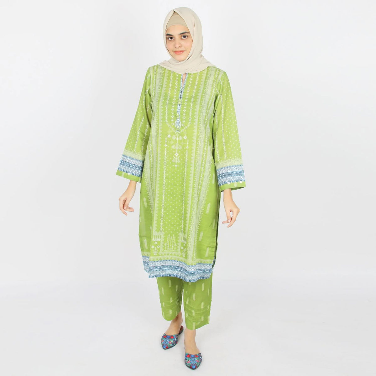 Eminent Women's Printed Khaddar 2pcs Suit - Green, Women Shalwar Suits, Eminent, Chase Value