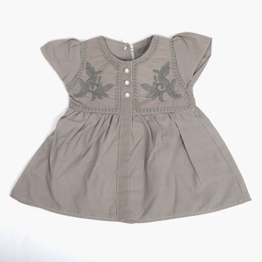 Newborn Girls Half Sleeves Frock - Grey, Newborn Girls Frocks, Chase Value, Chase Value