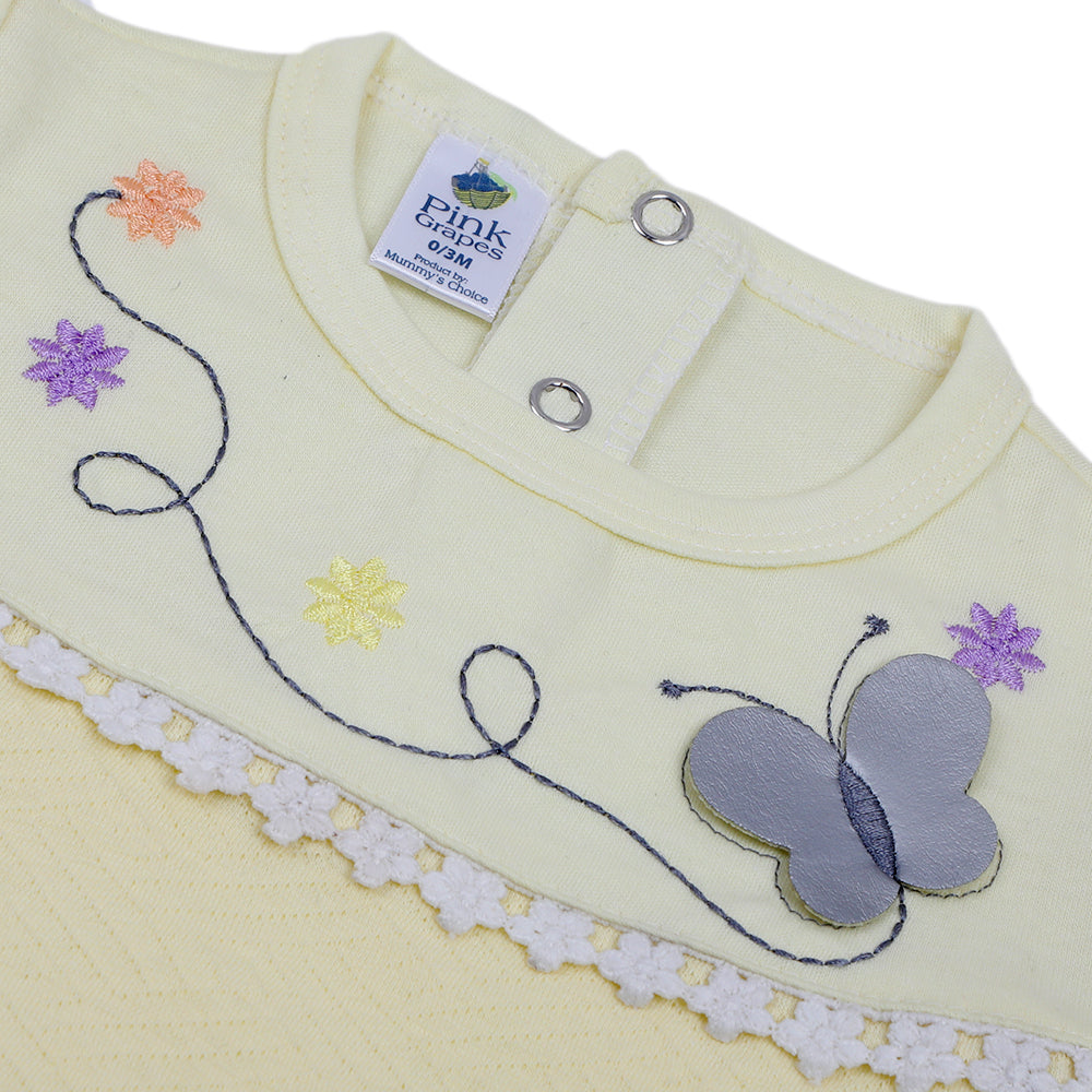 Newborn Girls Full Sleeves Suit - Yellow, Newborn Girls Sets & Suits, Chase Value, Chase Value