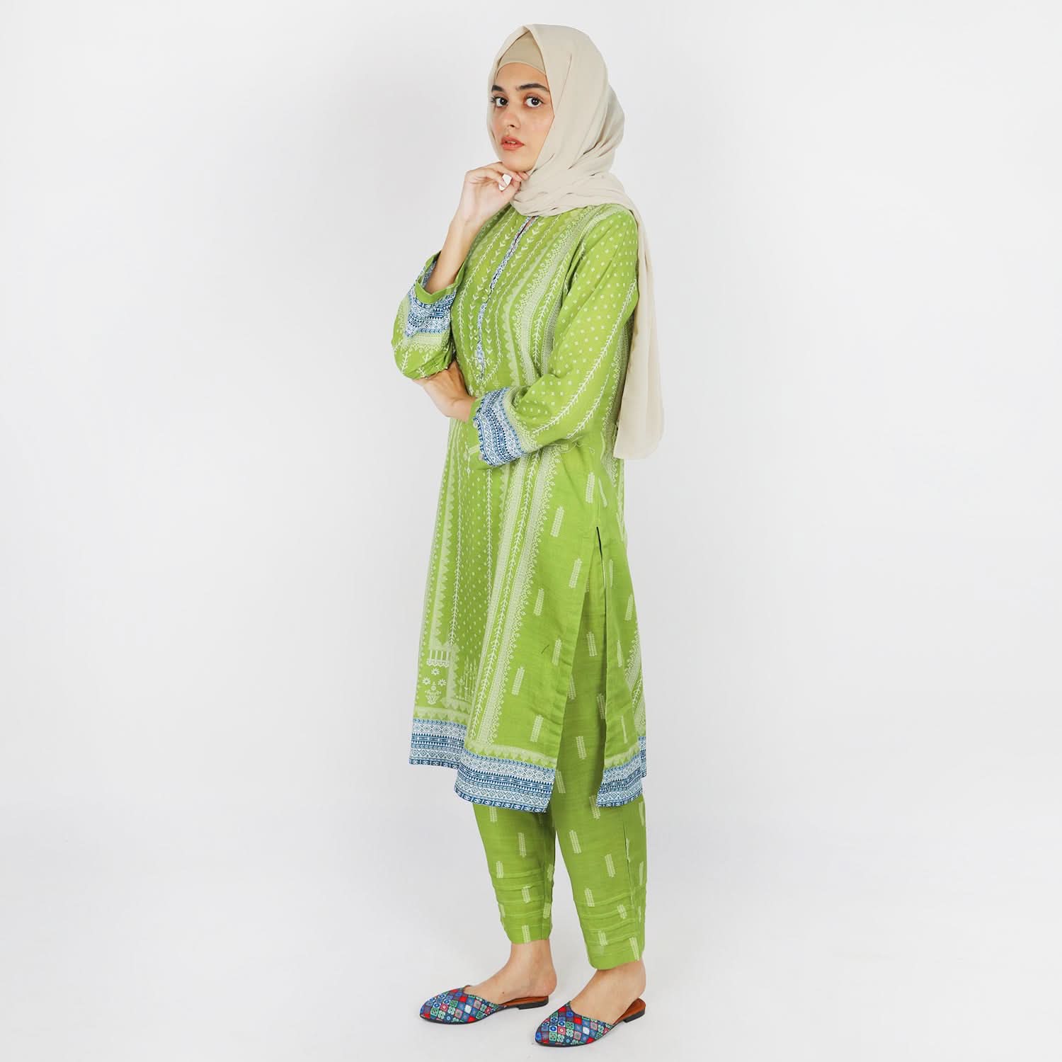 Eminent Women's Printed Khaddar 2pcs Suit - Green, Women Shalwar Suits, Eminent, Chase Value