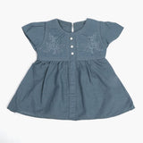 Newborn Girls Half Sleeves Frock - Steel Green, Newborn Girls Frocks, Chase Value, Chase Value