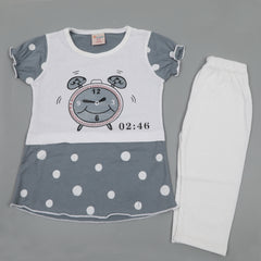 Girls Half Sleeves Suit - White