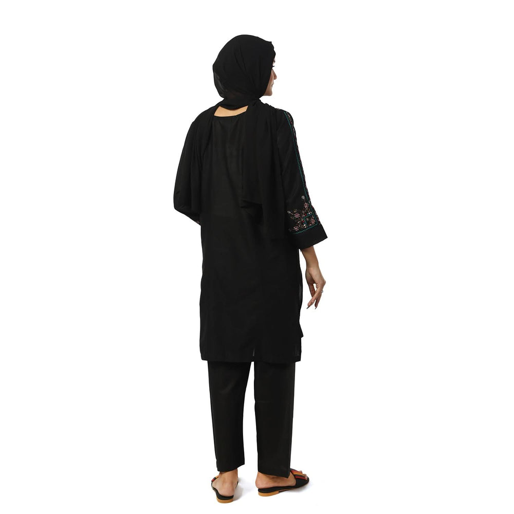 Women's Cotton Embroidered 2Pcs Suit - Black, Women Shalwar Suits, Chase Value, Chase Value