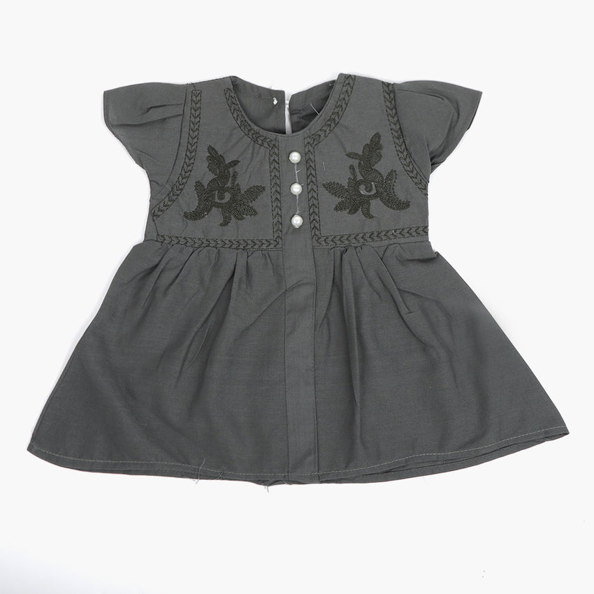 Newborn Girls Half Sleeves Frock - Dark Green, Newborn Girls Frocks, Chase Value, Chase Value