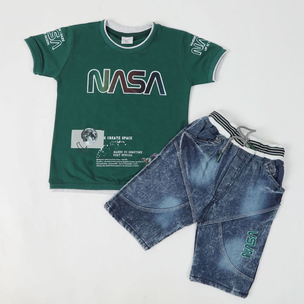 Boys Half Sleeves Suit - Green, Boys Sets & Suits, Chase Value, Chase Value