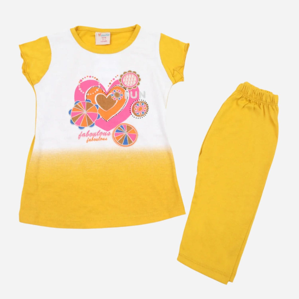 Girls Half Sleeves Suit - Mustard, Girls Suits, Chase Value, Chase Value