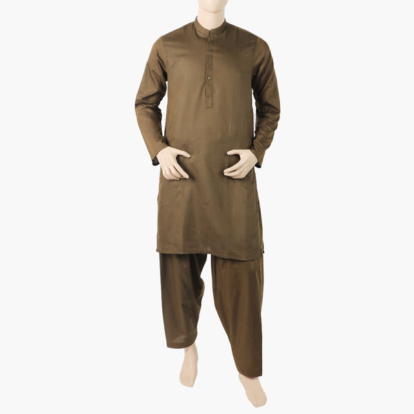 Men's Slim Fit Kurta Shalwar Suit - Brown