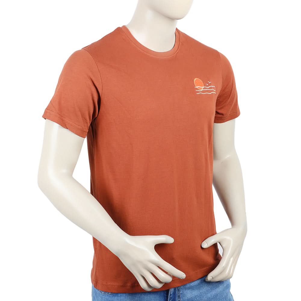 Eminent Men's Round Neck Half Sleeves Printed T-Shirt - Brown, Men's T-Shirts & Polos, Eminent, Chase Value
