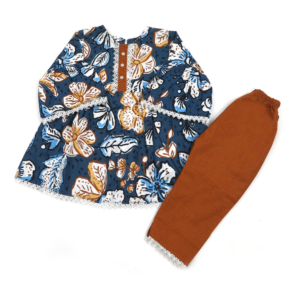 Girls Full Sleeves Cotton Suit - Blue, Girls Suits, Chase Value, Chase Value