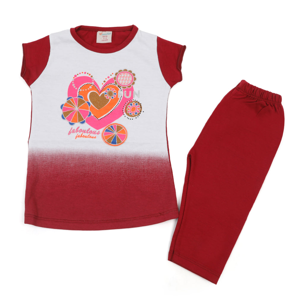 Girls Half Sleeves Suit - Maroon, Girls Suits, Chase Value, Chase Value