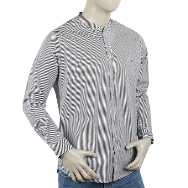 Eminent Men's Casual Stripe Shirt - White & Black