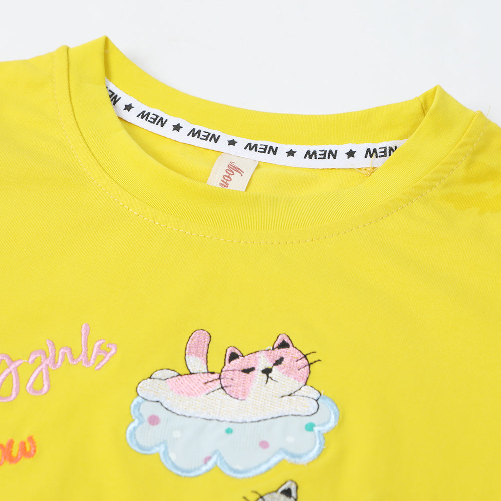 Girls Half Sleeves T-Shirt - Yellow, Girls T-Shirts, Chase Value, Chase Value