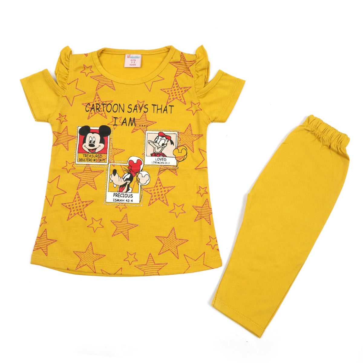 Girls Half Sleeves Suit - Mustard, Girls Suits, Chase Value, Chase Value