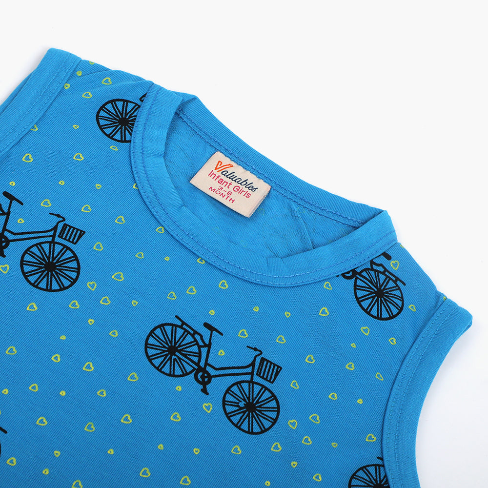 Newborn Girls Sando - Sky Blue, Newborn Girls T-Shirts, Chase Value, Chase Value