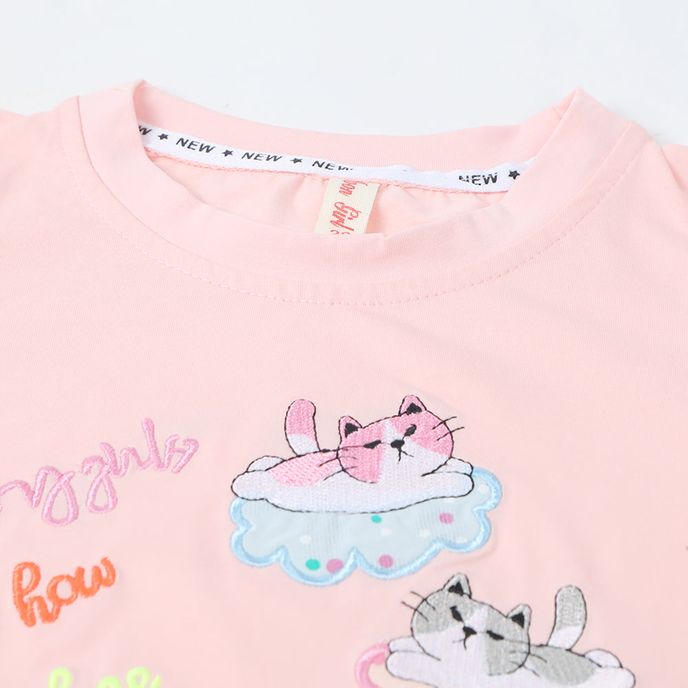 Girls Half Sleeves T-Shirt - Baby Pink, Girls T-Shirts, Chase Value, Chase Value