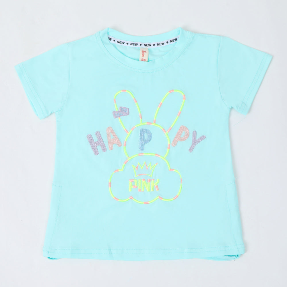 Girls Half Sleeves T-Shirt - Sky Blue, Girls T-Shirts, Chase Value, Chase Value