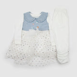 Girls Full Sleeves 3pcs Suit - Light Blue, Girls Suits, Chase Value, Chase Value