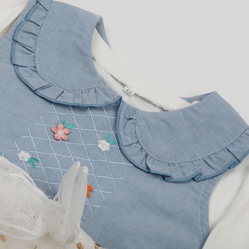 Girls Full Sleeves 3pcs Suit - Light Blue, Girls Suits, Chase Value, Chase Value