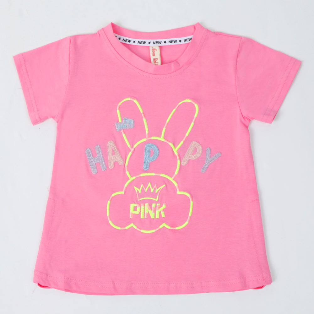 Girls Half Sleeves T-Shirt - Pink, Girls T-Shirts, Chase Value, Chase Value