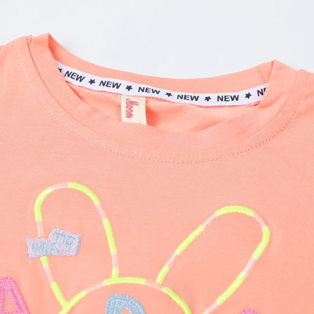 Girls Half Sleeves T-Shirt - Peach, Girls T-Shirts, Chase Value, Chase Value