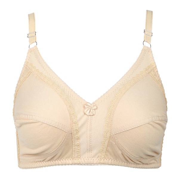 Women's Cotton Bra Plain Lace - Skin