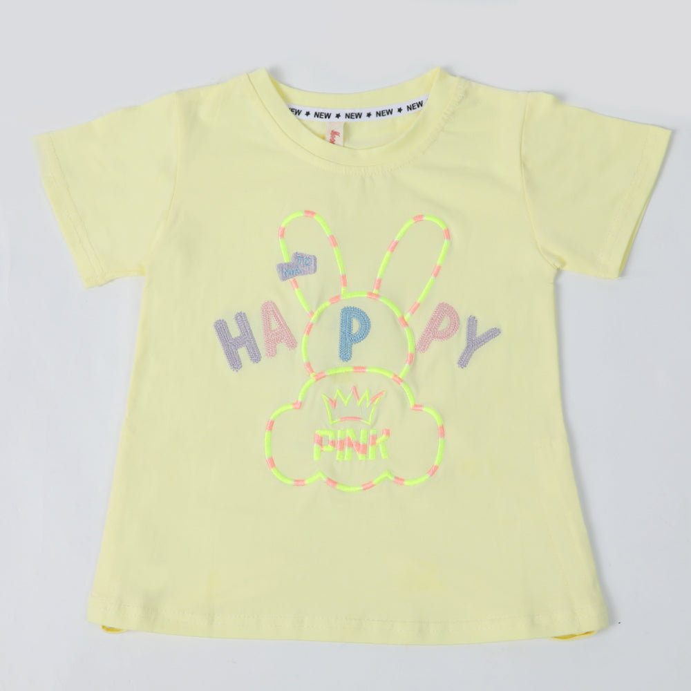 Girls Half Sleeves T-Shirt - Yellow, Girls T-Shirts, Chase Value, Chase Value