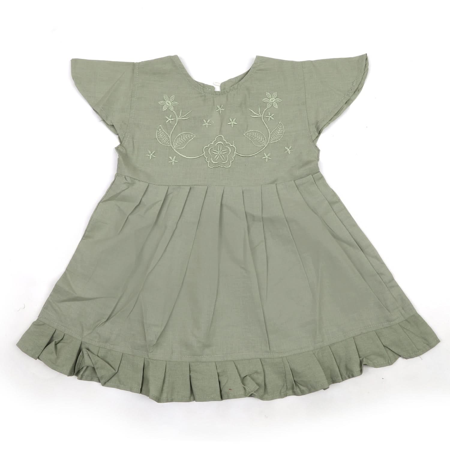 Girls Embroidered Frock - Green, Girls Frocks, Chase Value, Chase Value